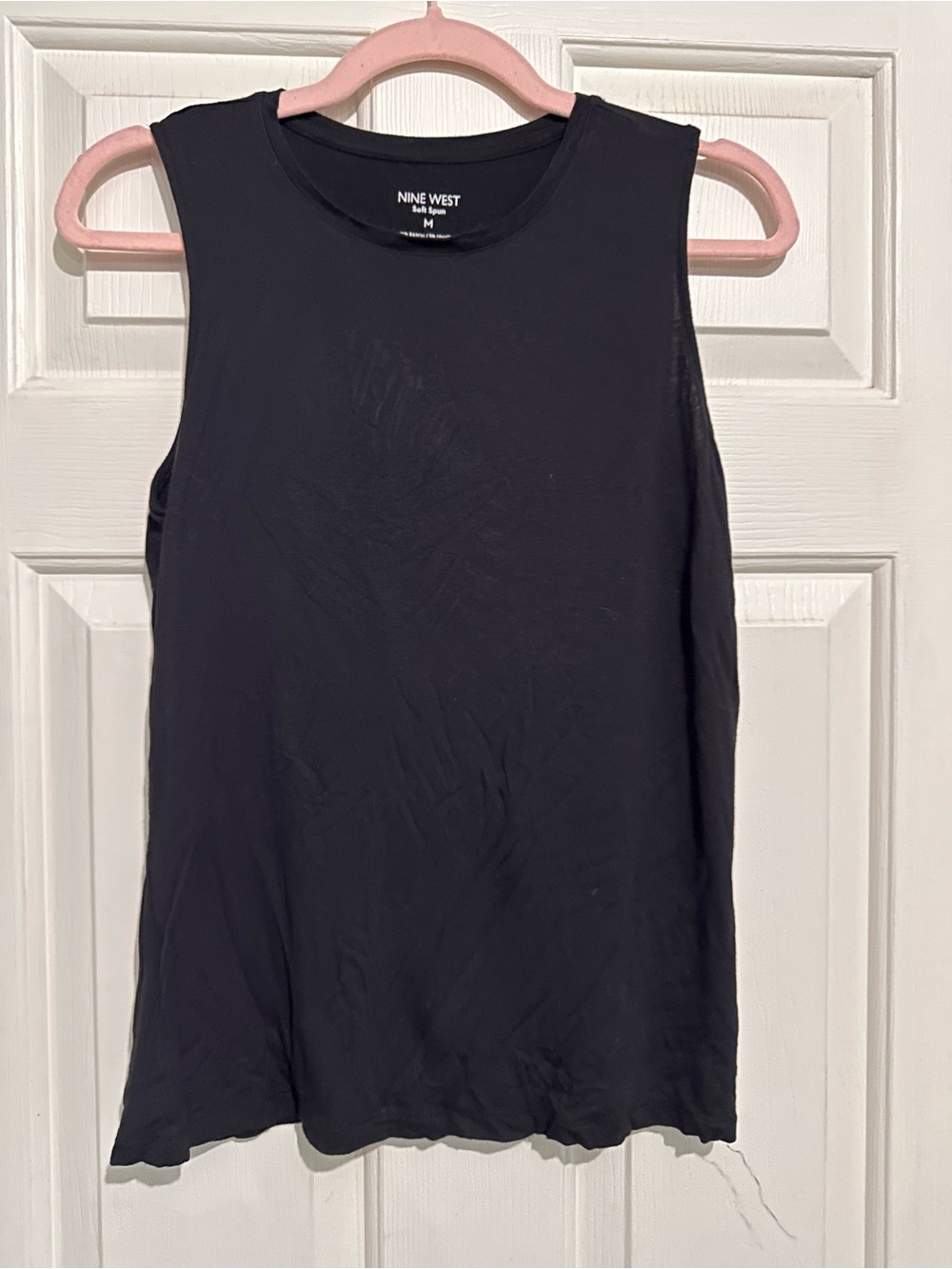 Nine West Black Ribbed Crewneck Tank Top